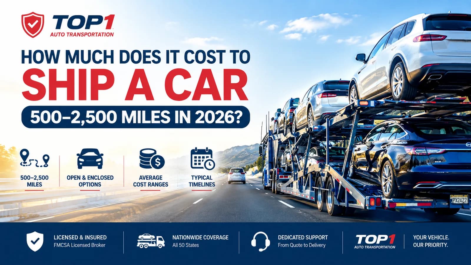 How much does it cost to ship a car 500–2,500 miles in 2026 — cost ranges and timelines