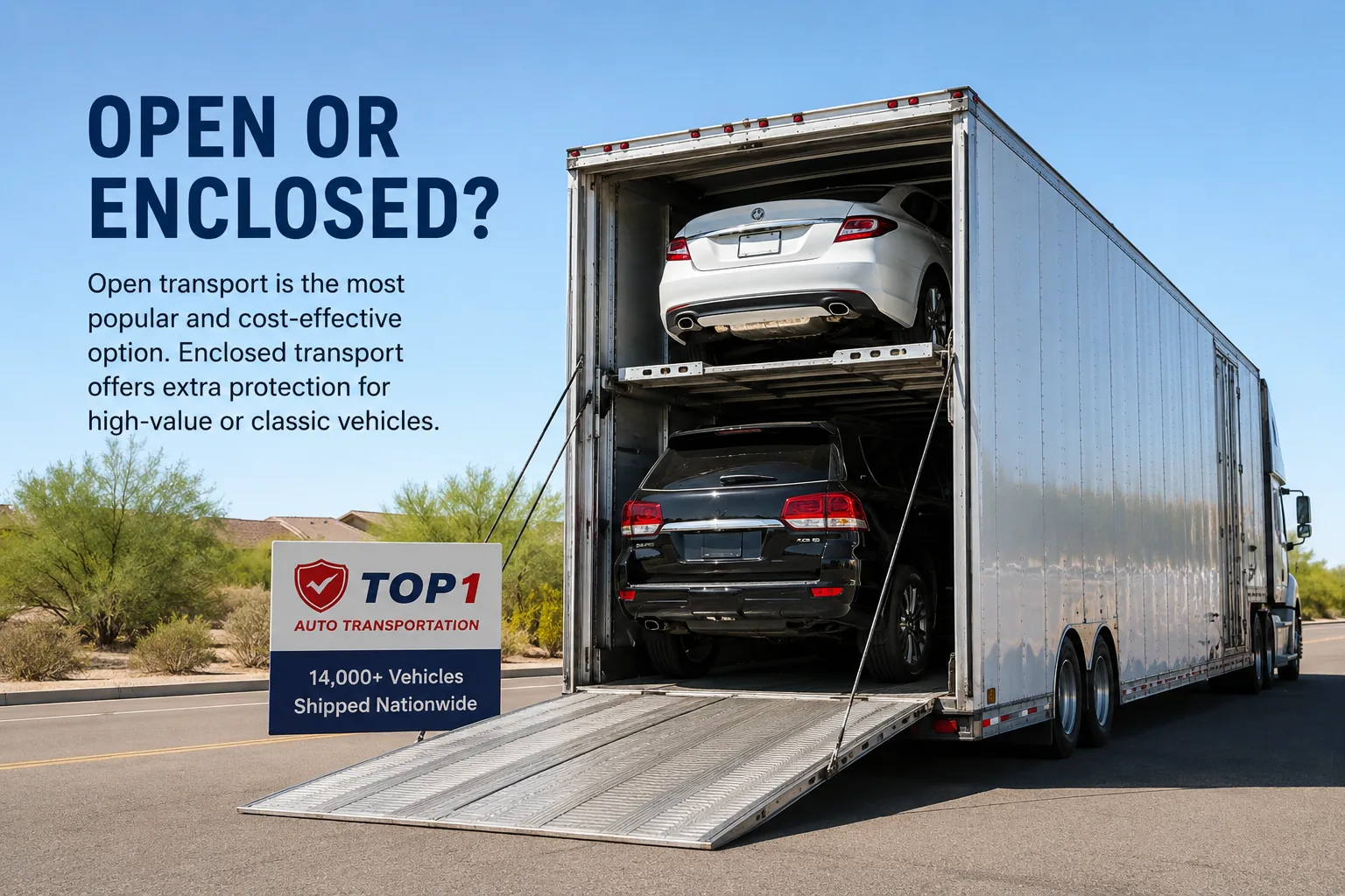 Open vs enclosed car transport in Arizona — protection options for your vehicle