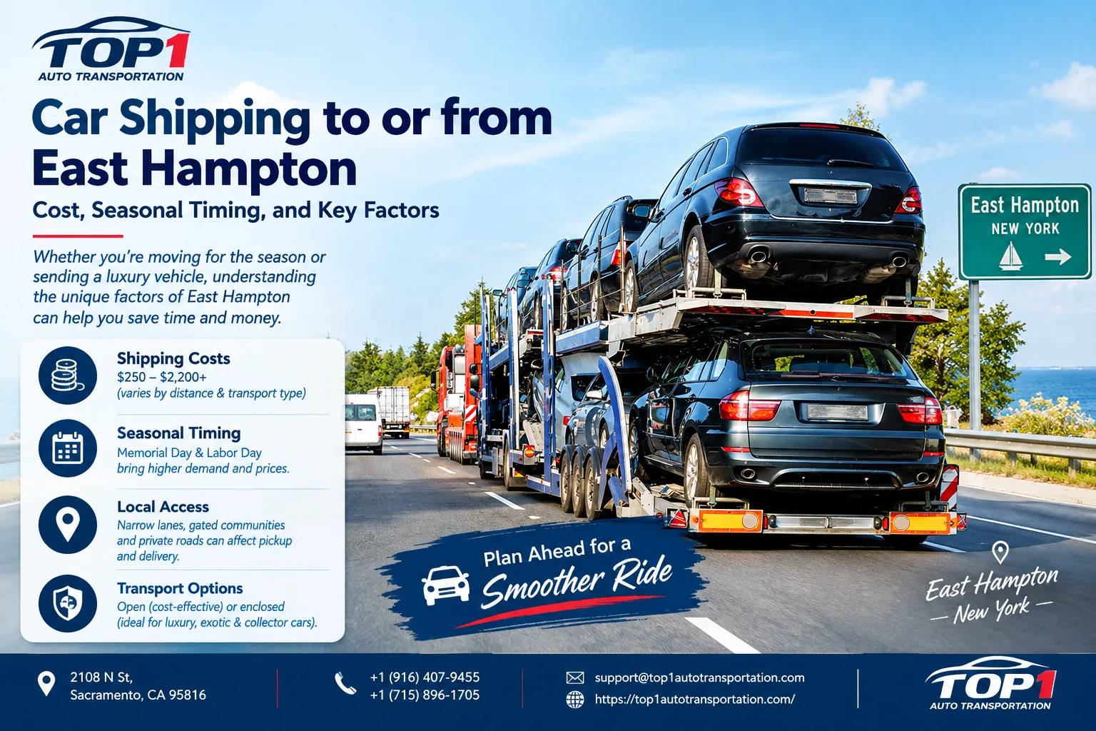 East Hampton car shipping — cost, seasonal timing, and key market factors