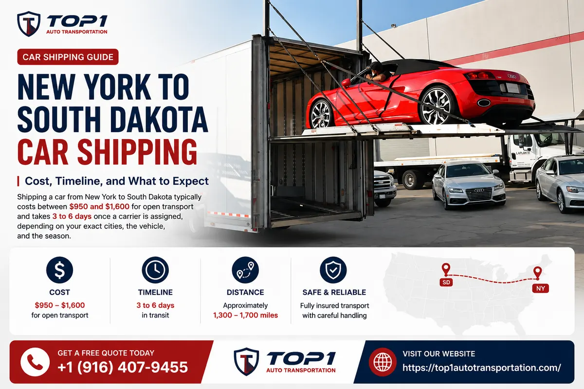 Enclosed car transport loading for New York to South Dakota vehicle shipping