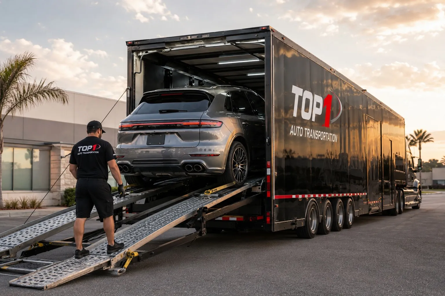 Enclosed car carrier protecting a vehicle during transport